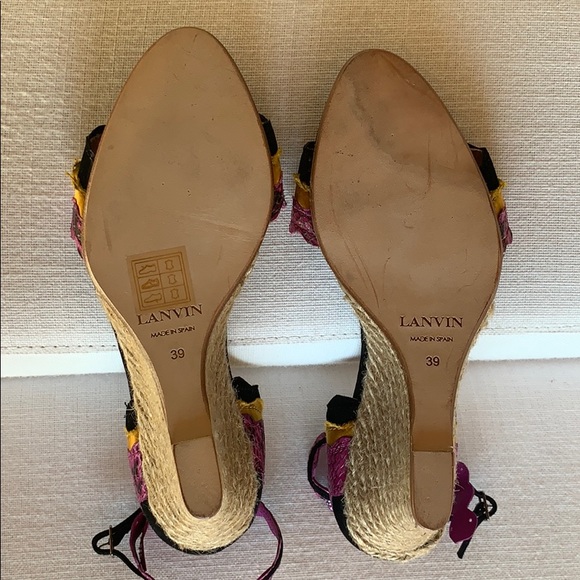 LANVIN Wedge Suede Sandals Shoes Size 39 - Picture 5 of 8